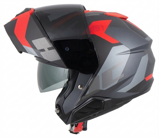 HJC I91 CARST ROJO ABATIBLE MODULAR  VISOR TRANSPARENTE